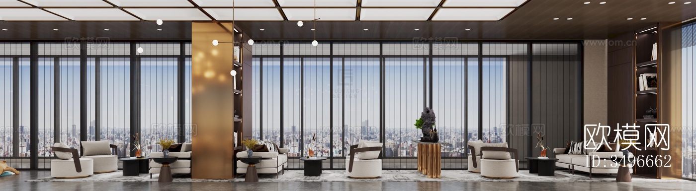 新中式售楼处效果图下载（渲染图3）