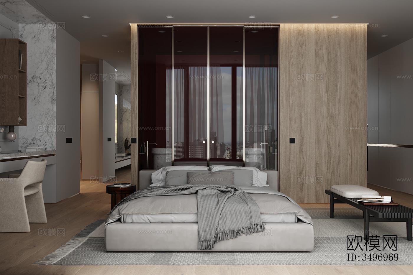 现代大平层效果图下载（渲染图4）