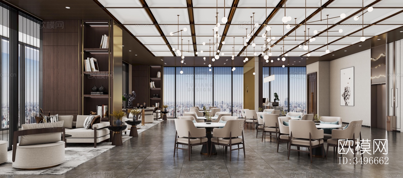 新中式售楼处效果图下载（渲染图2）