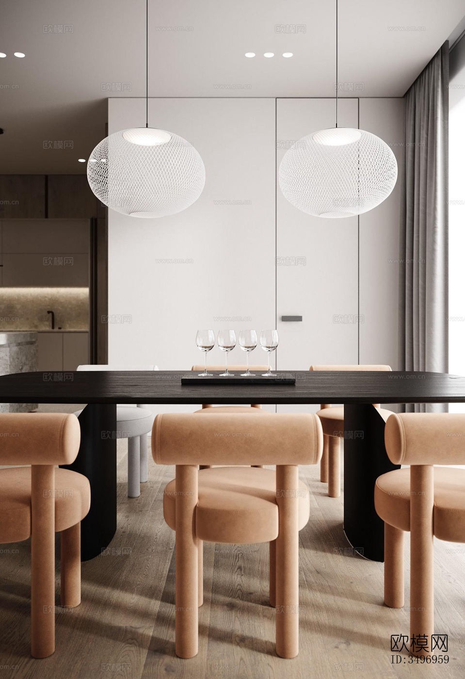 现代大平层效果图下载（渲染图3）