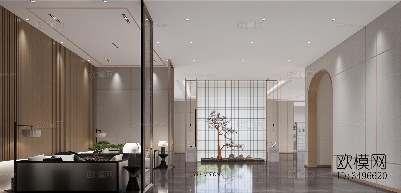 新中式售楼处效果图下载（渲染图14）