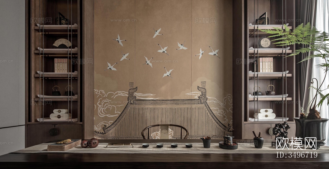 新中式售楼处效果图下载（渲染图12）