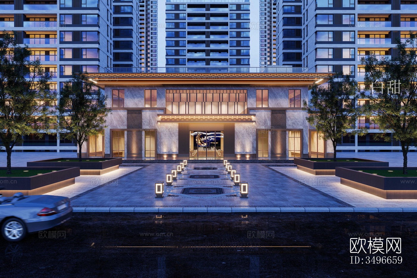 新中式售楼处效果图下载（渲染图3）