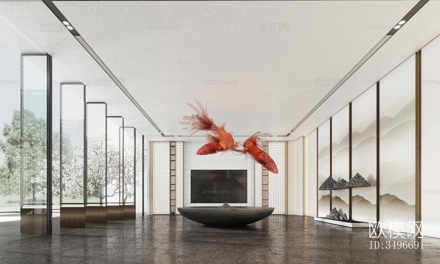 新中式售楼处效果图下载（渲染图3）