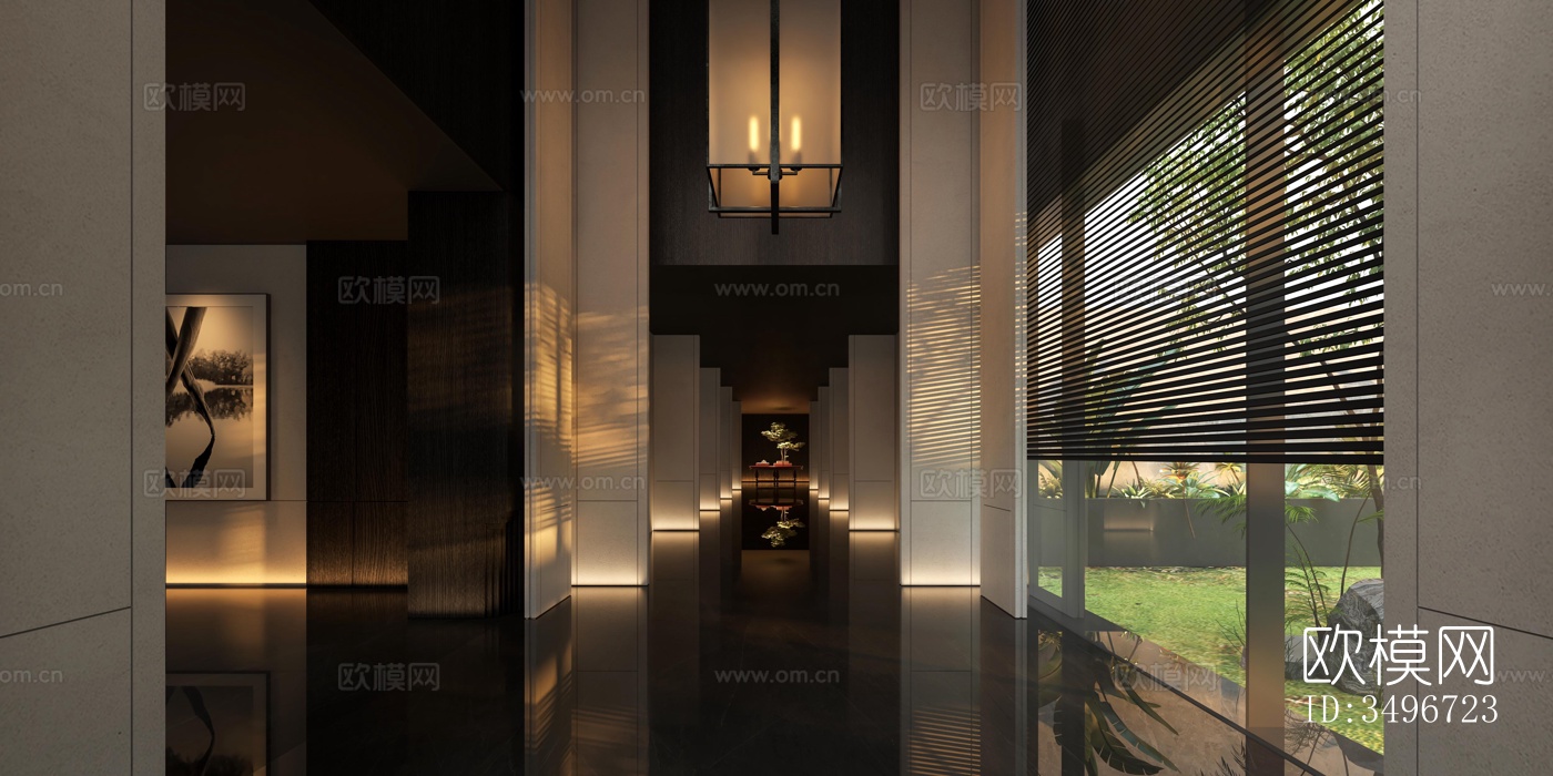 新中式售楼处效果图下载（渲染图1）