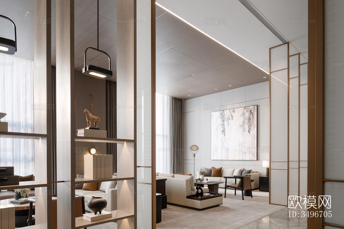 新中式售楼处效果图下载（渲染图5）