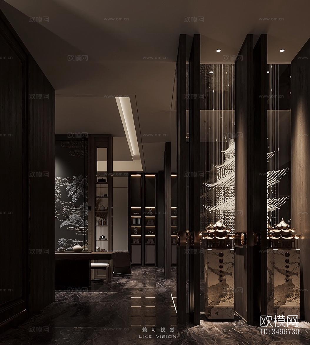 新中式售楼处效果图下载（渲染图3）