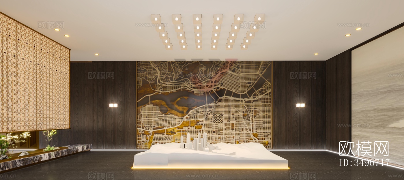 新中式售楼处效果图下载（渲染图6）