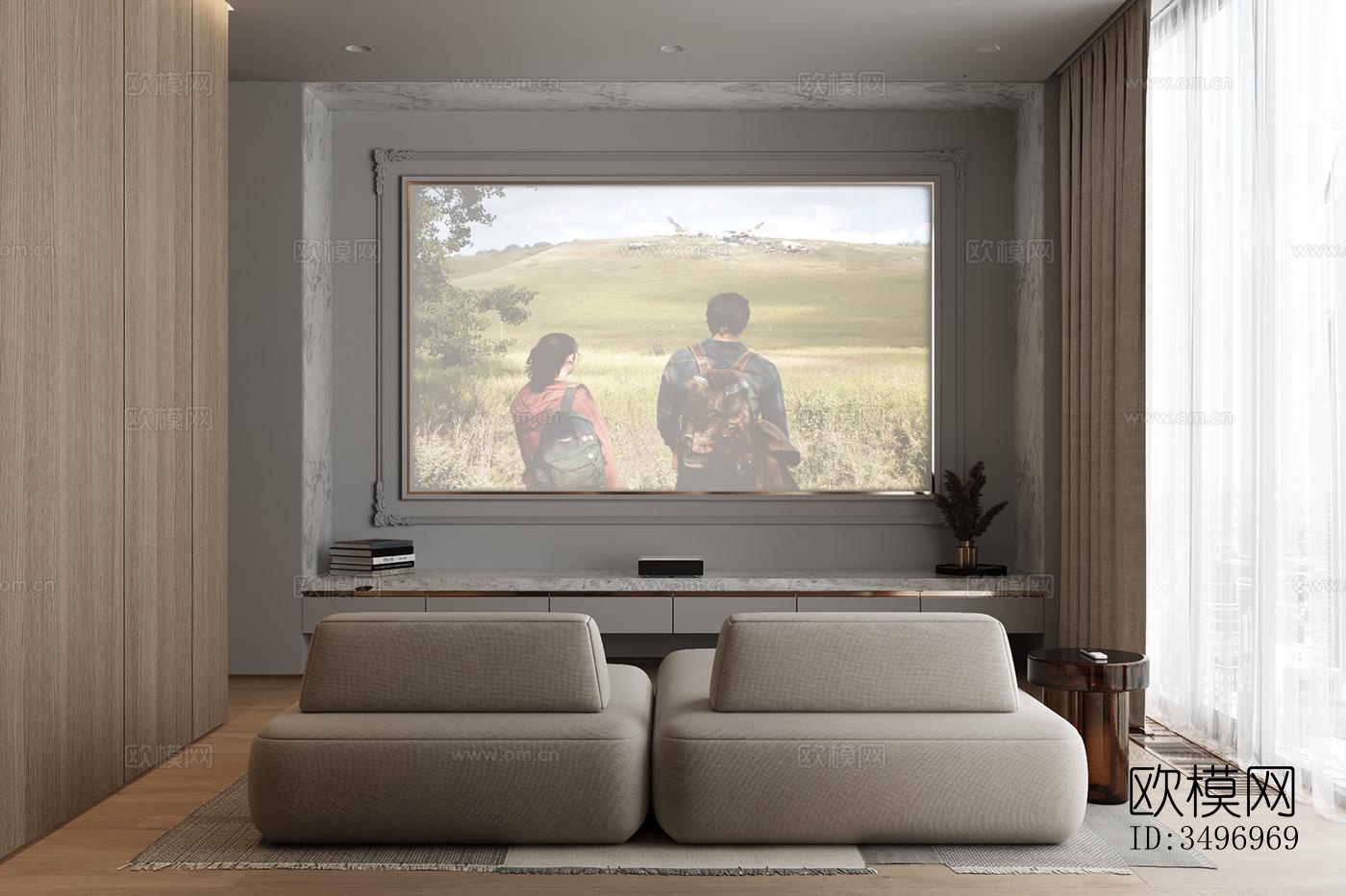 现代大平层效果图下载（渲染图14）