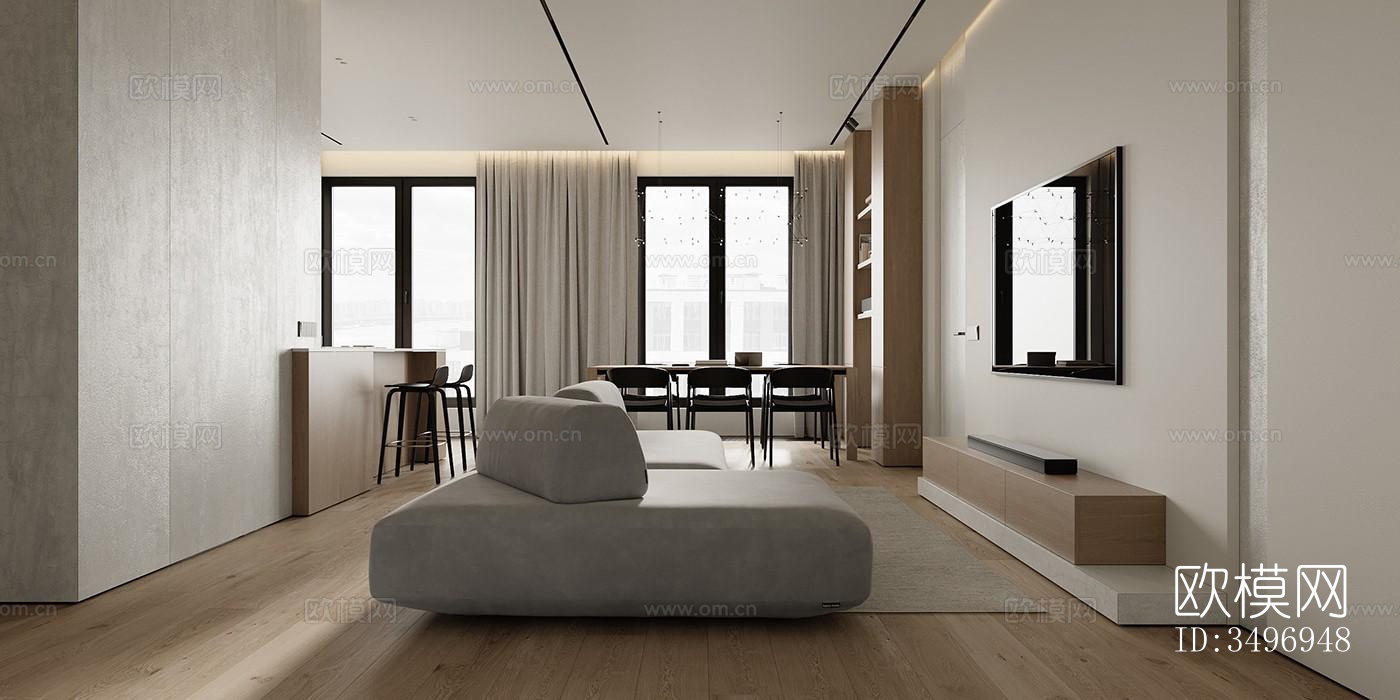 现代大平层效果图下载（渲染图15）