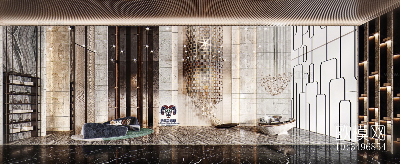 现代售楼处效果图下载（渲染图1）