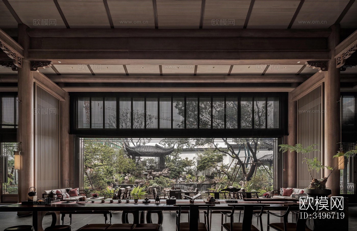 新中式售楼处效果图下载（渲染图2）