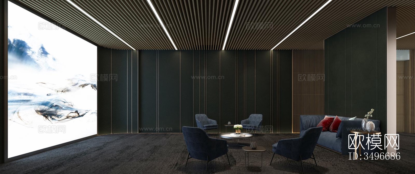 新中式售楼处效果图下载（渲染图4）