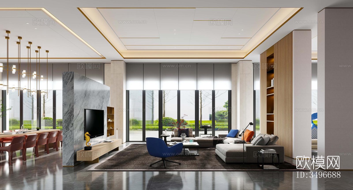 新中式售楼处效果图下载（渲染图9）