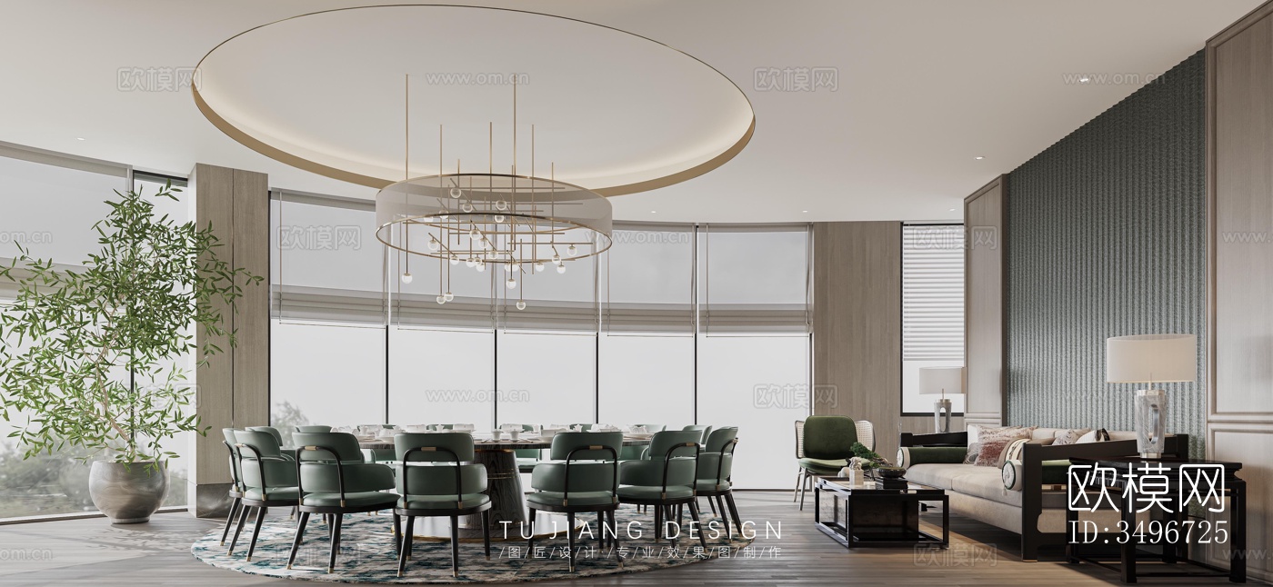 新中式售楼处效果图下载（渲染图12）