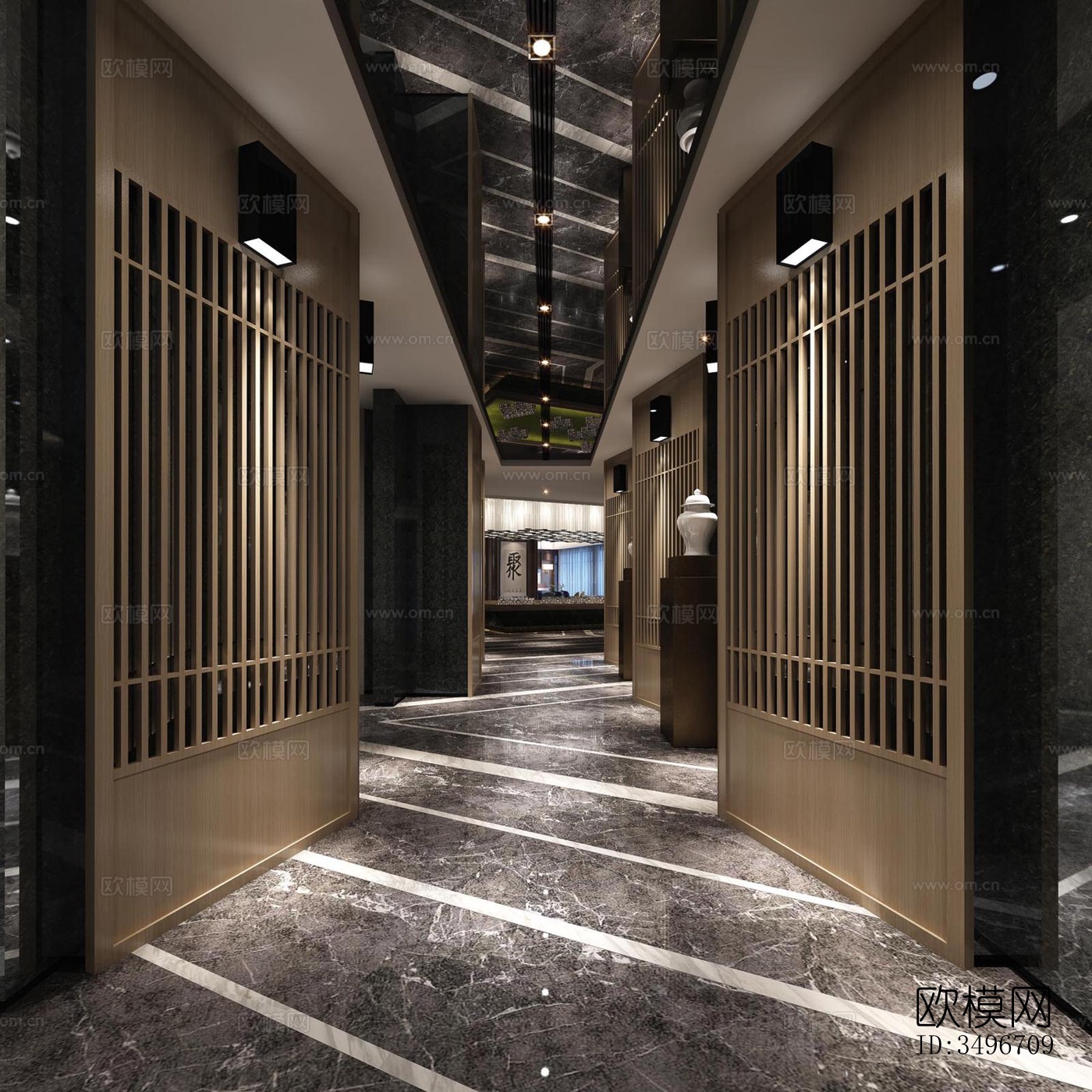 新中式售楼处效果图下载（渲染图1）