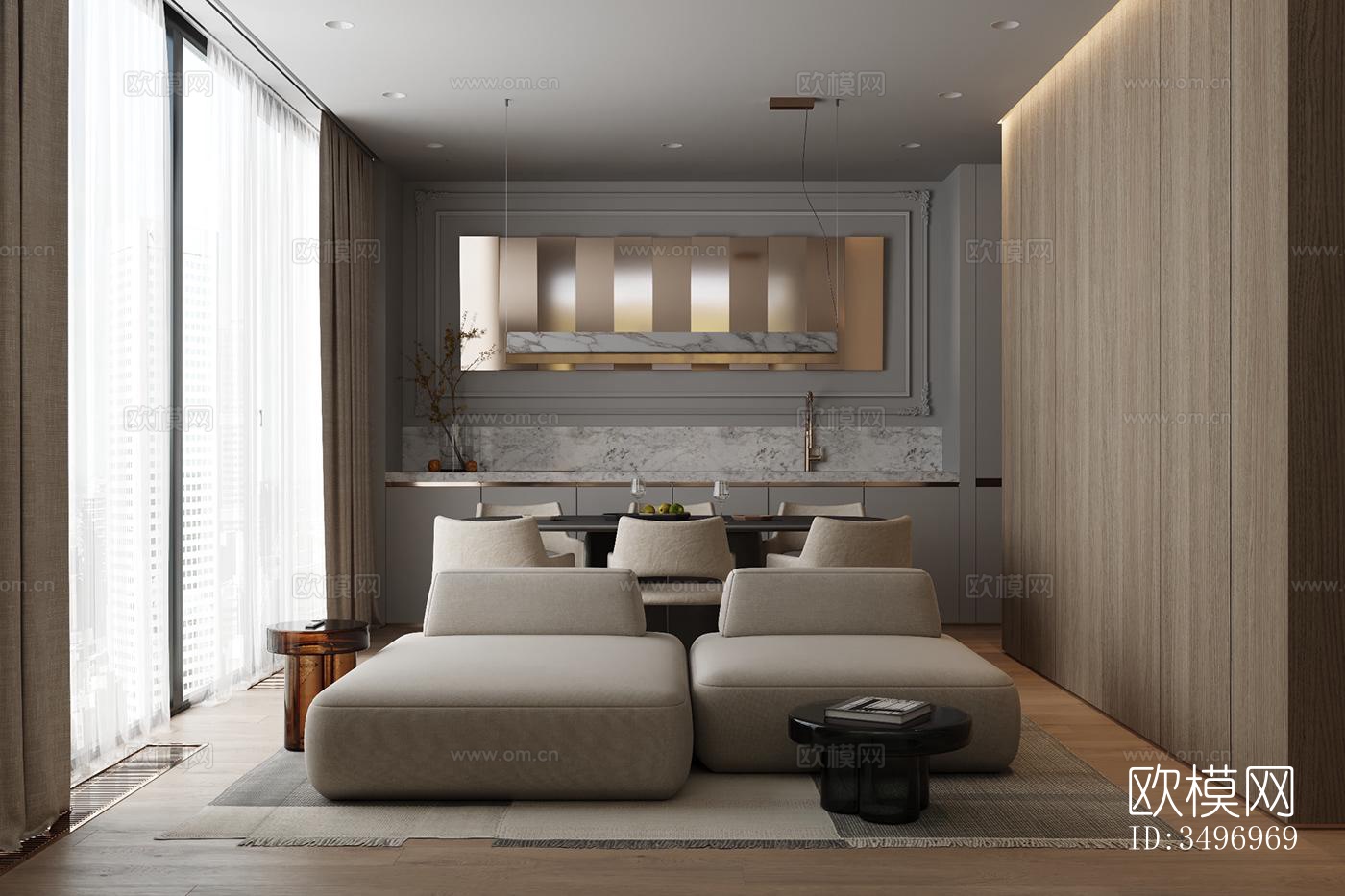 现代大平层效果图下载（渲染图12）