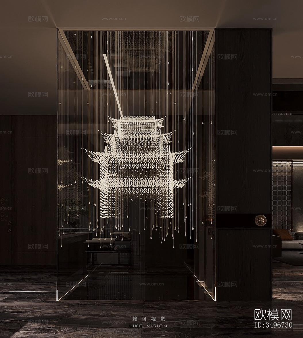 新中式售楼处效果图下载（渲染图5）