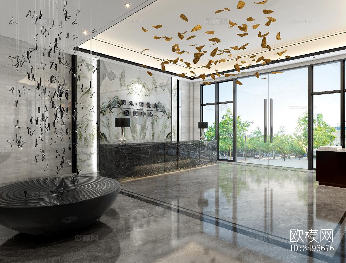 新中式售楼处效果图下载（渲染图3）