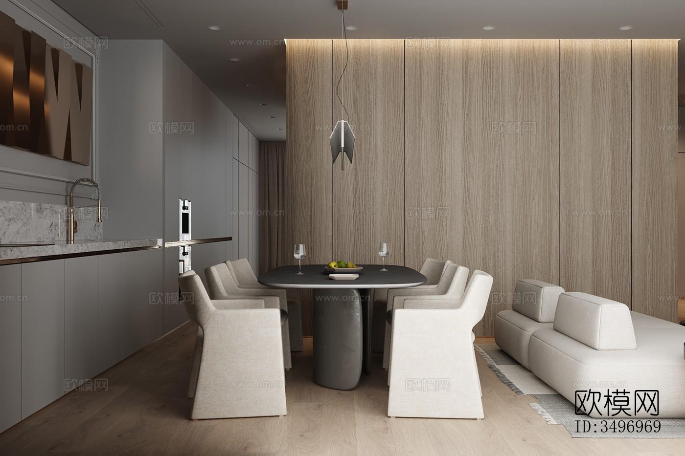 现代大平层效果图下载（渲染图19）