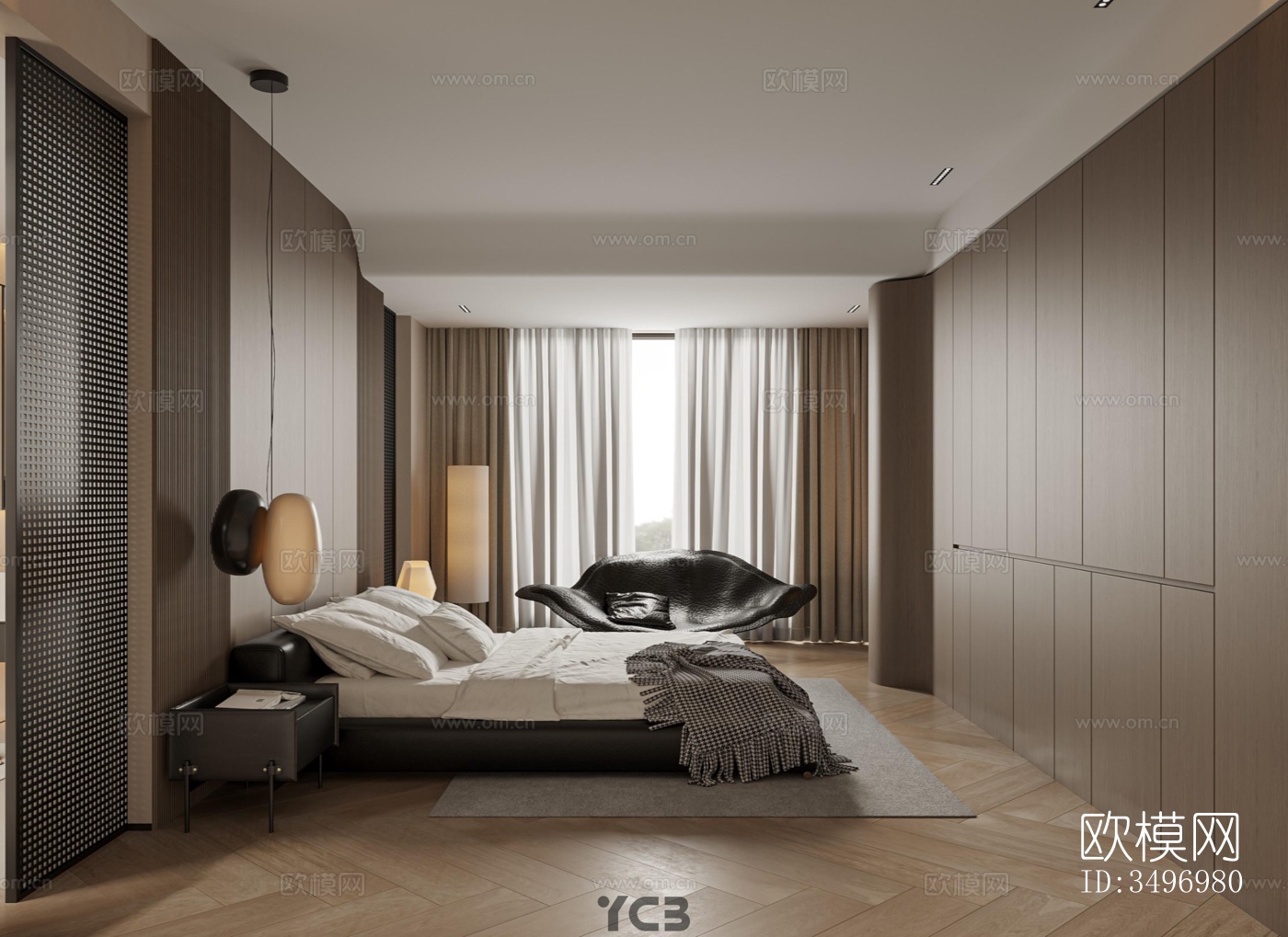 现代大平层效果图下载（渲染图13）