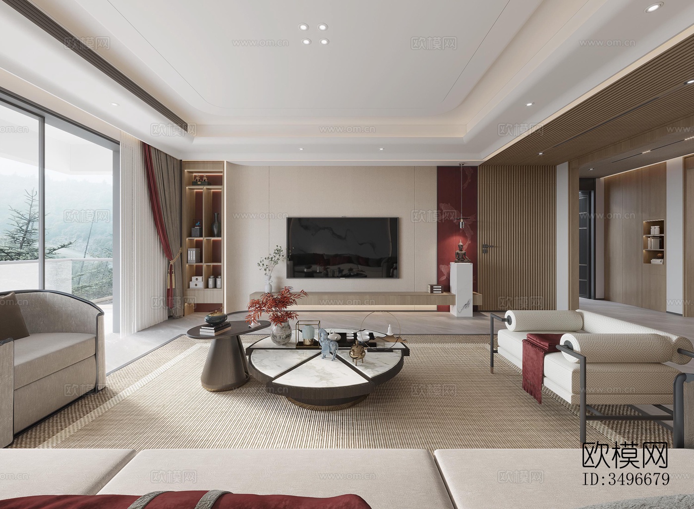 新中式售楼处效果图下载（渲染图6）