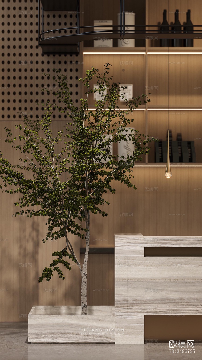 新中式售楼处效果图下载（渲染图4）