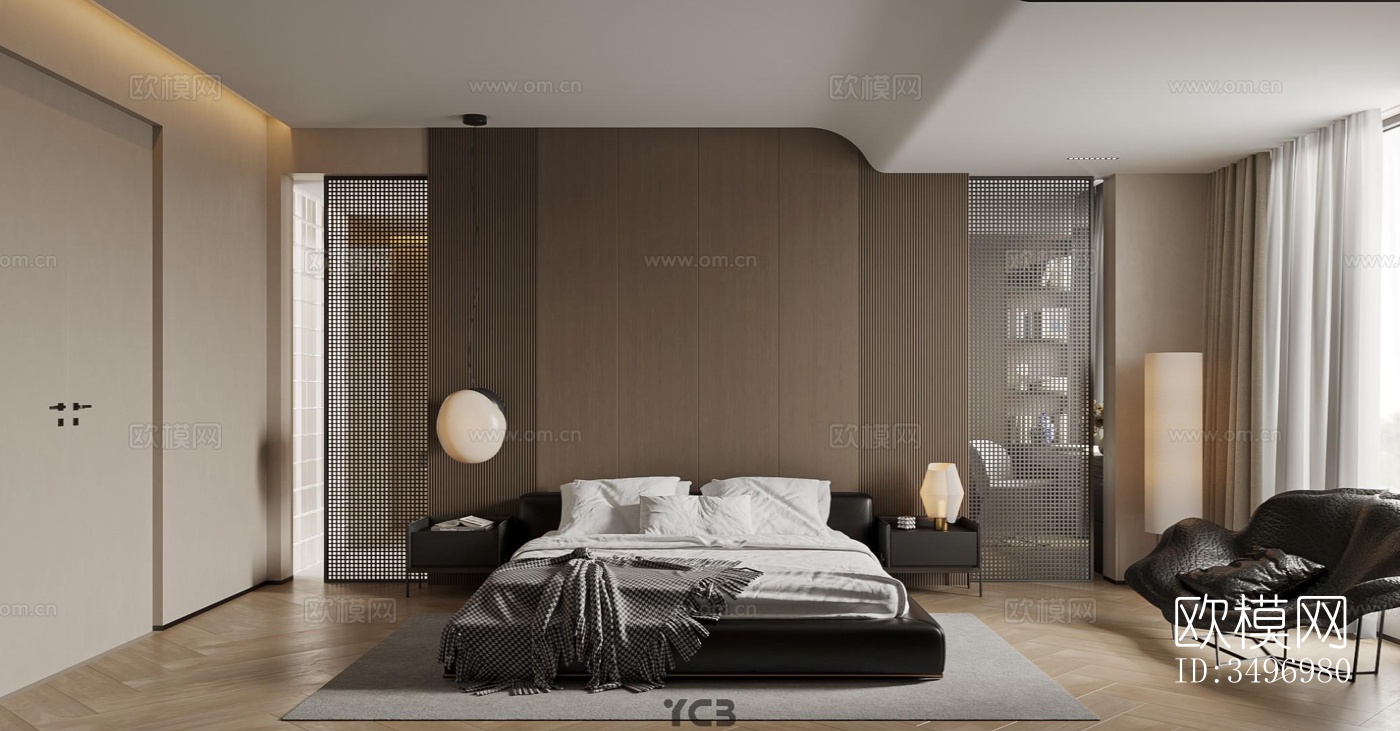 现代大平层效果图下载（渲染图11）