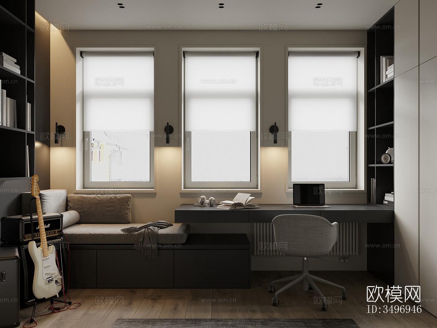 现代大平层效果图下载（渲染图11）