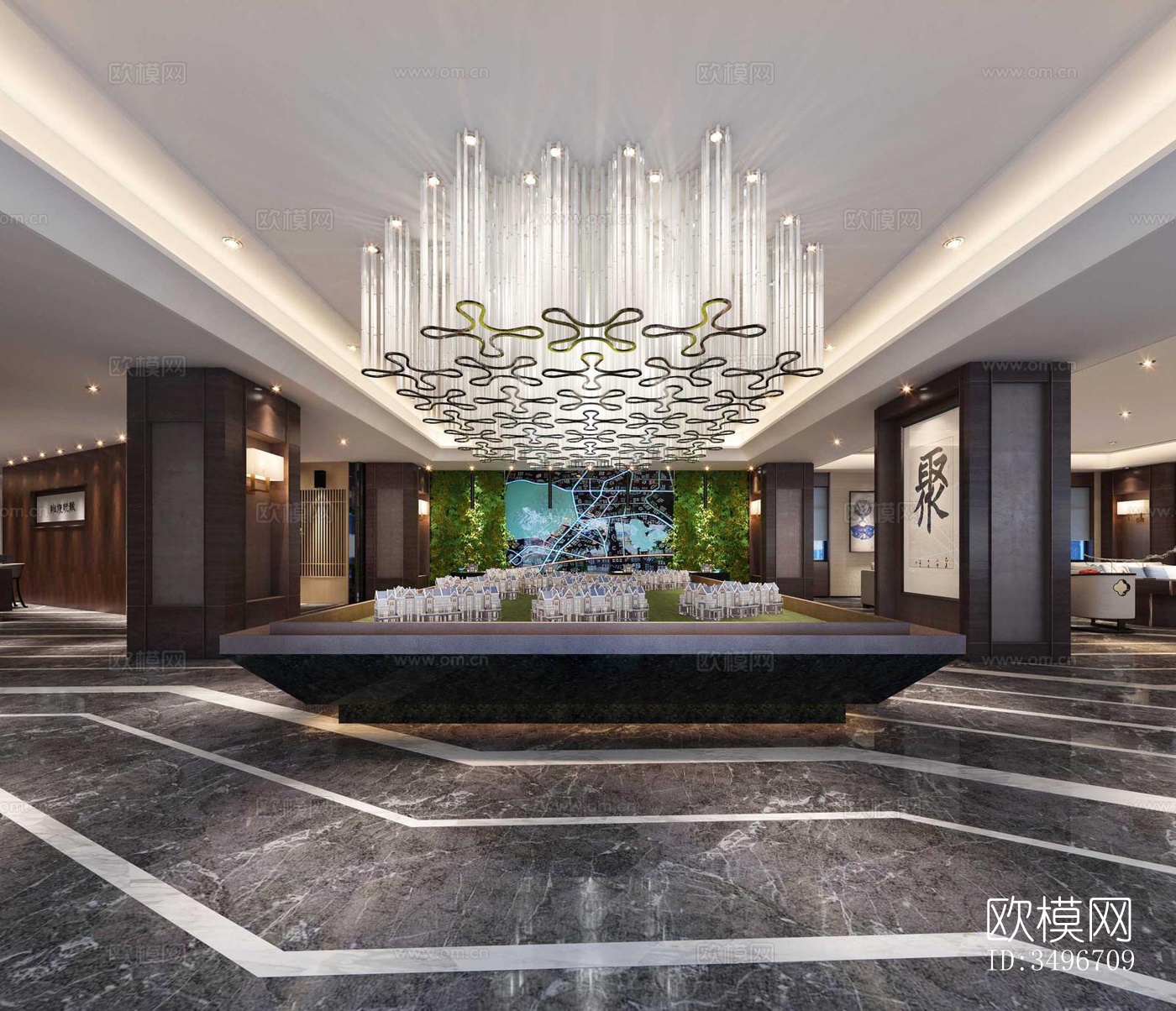 新中式售楼处效果图下载（渲染图2）