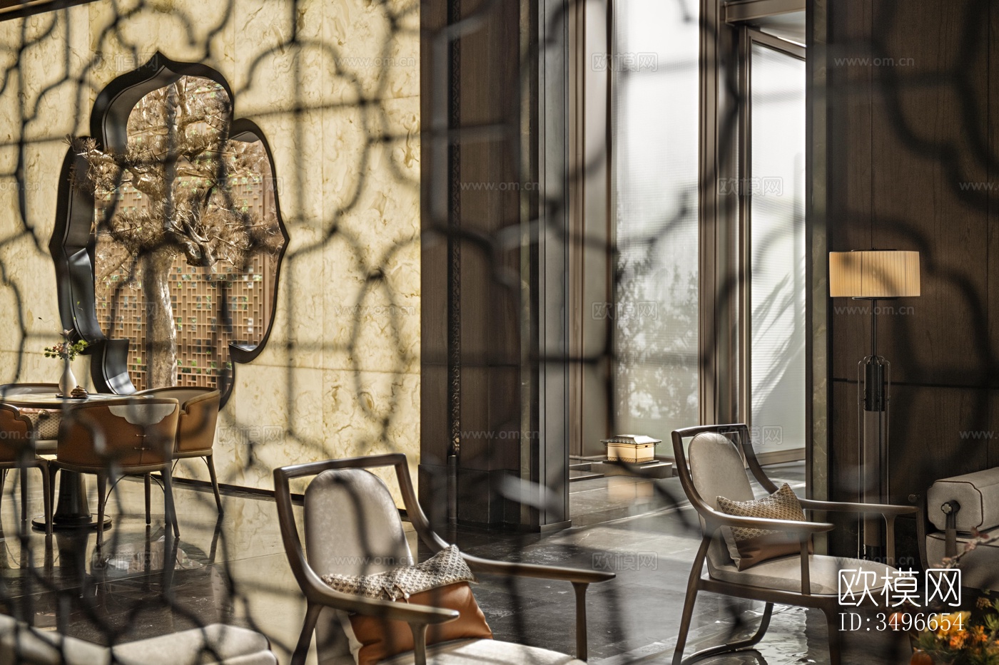 新中式售楼处效果图下载（渲染图13）