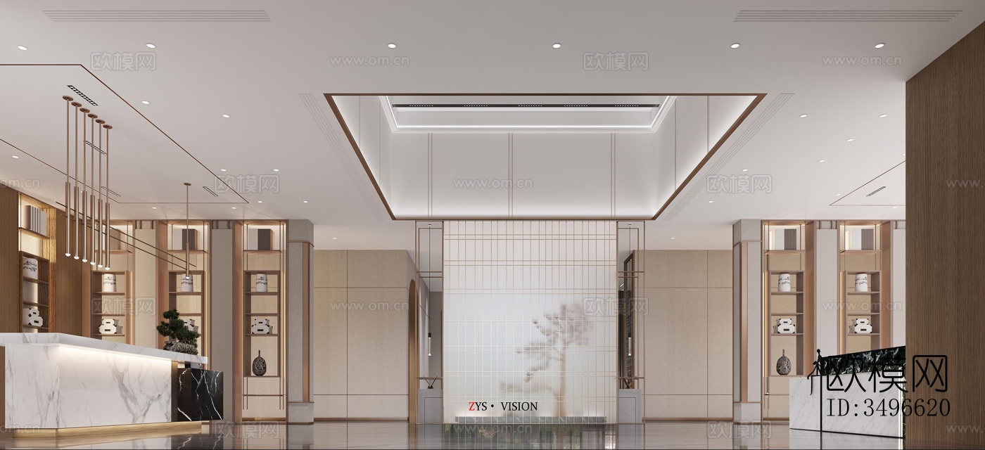 新中式售楼处效果图下载（渲染图13）