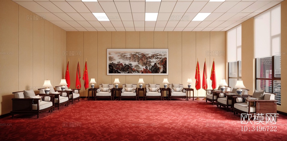 新中式售樓處效果圖下載(渲染圖3)