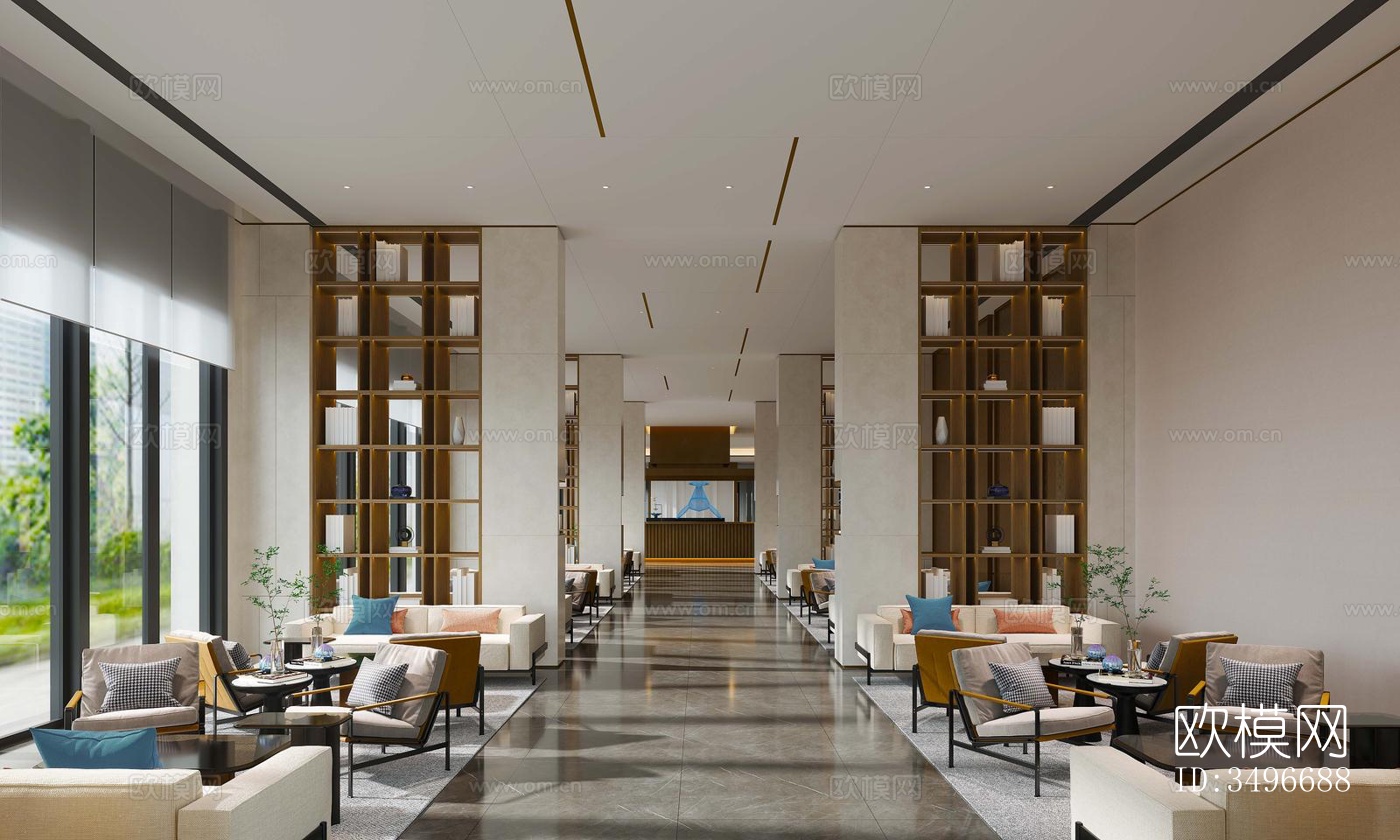 新中式售楼处效果图下载（渲染图2）