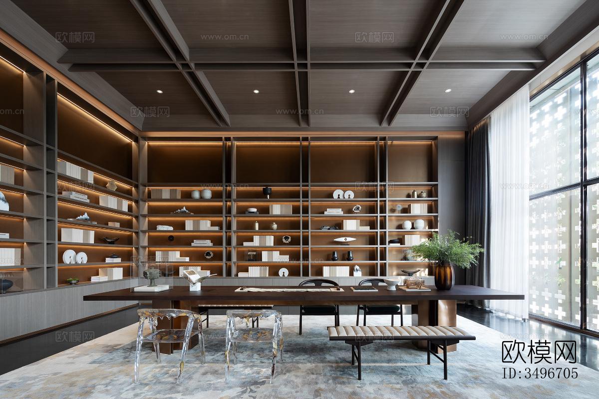 新中式售楼处效果图下载（渲染图15）