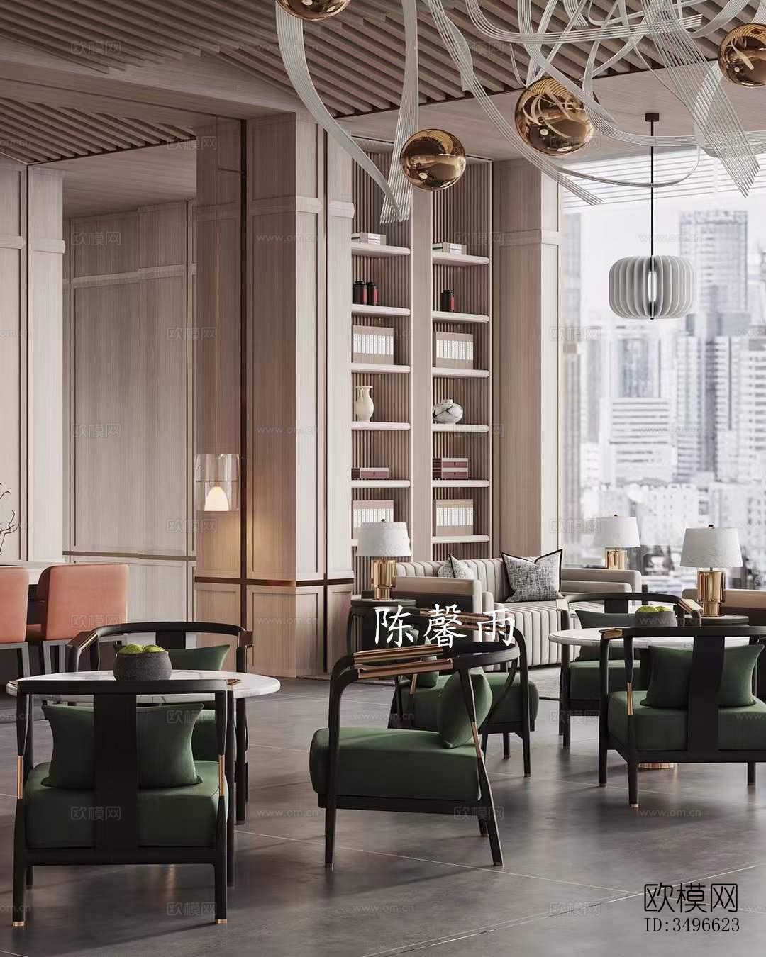 新中式售楼处效果图下载（渲染图2）