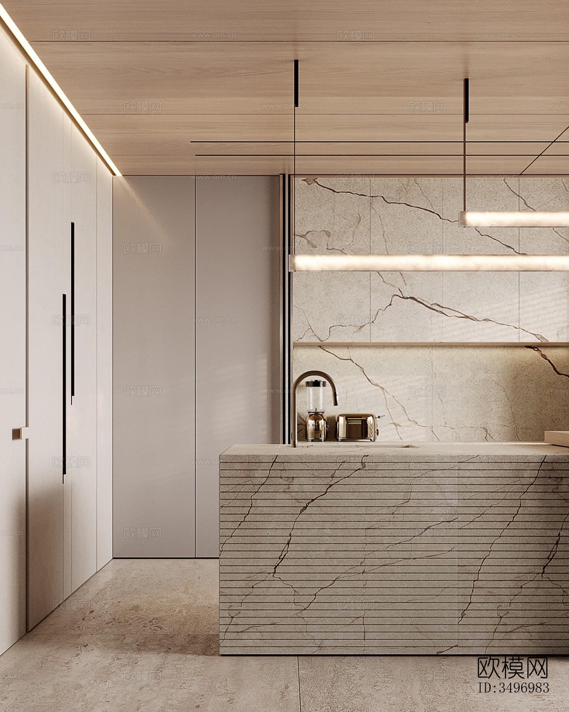 现代大平层效果图下载（渲染图8）