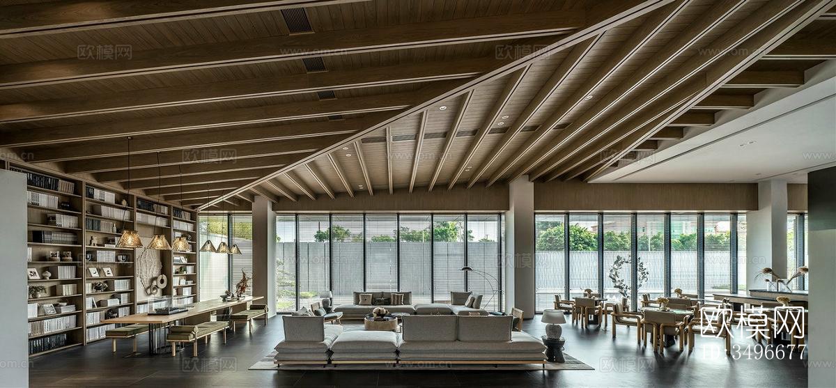 新中式售楼处效果图下载（渲染图6）