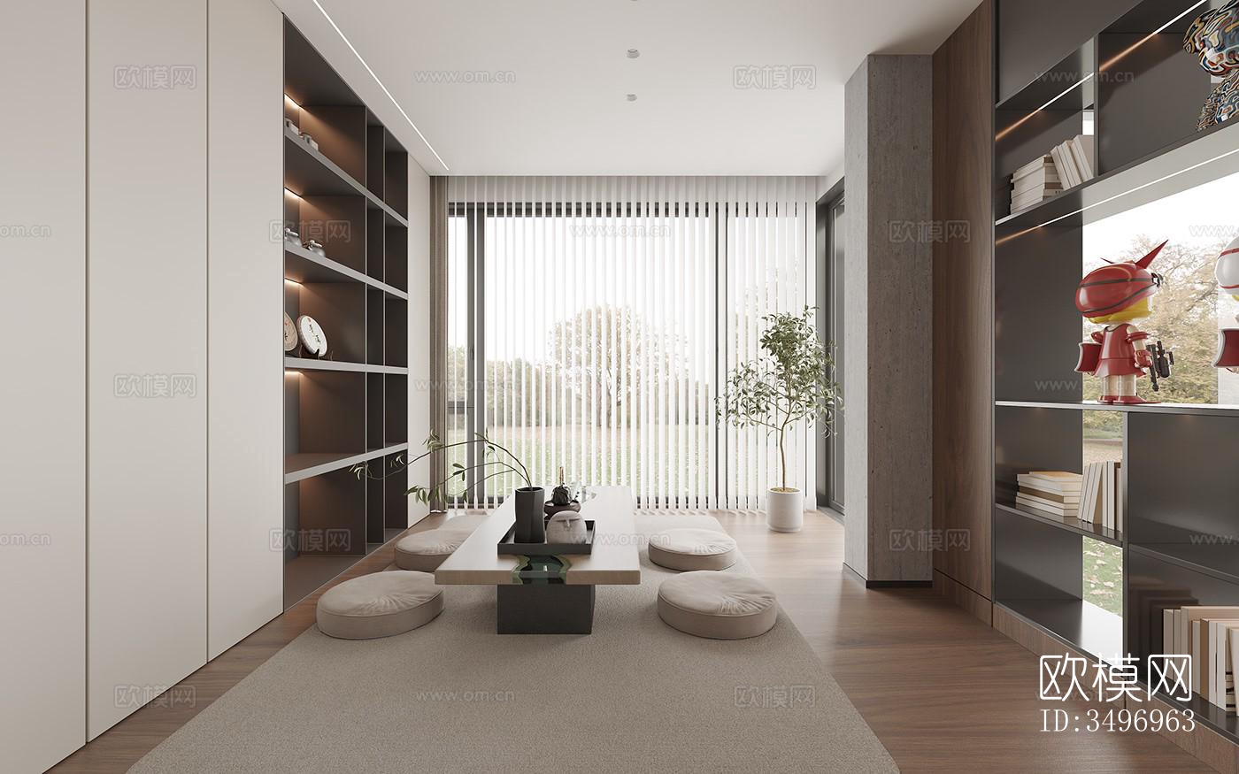 现代大平层效果图下载（渲染图19）