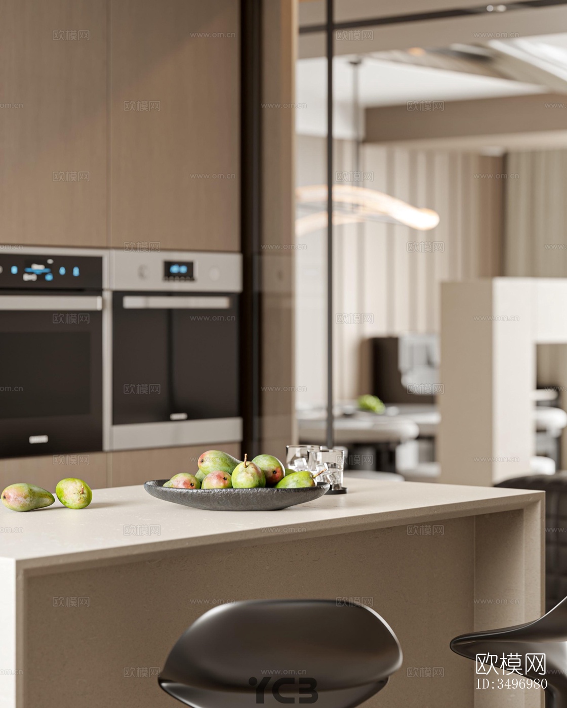 现代大平层效果图下载（渲染图15）