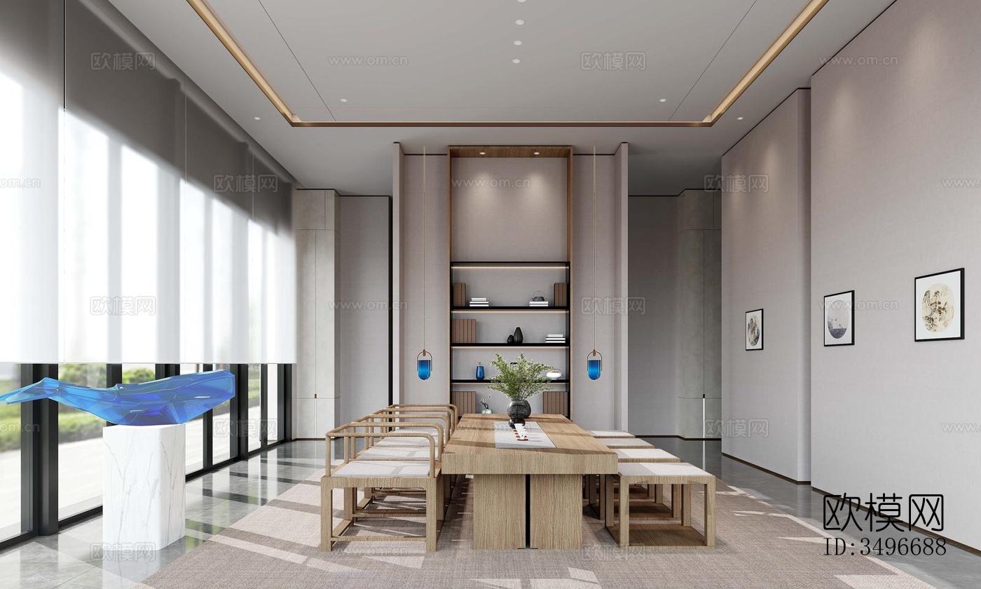 新中式售楼处效果图下载（渲染图6）