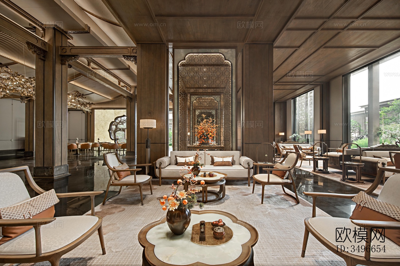 新中式售楼处效果图下载（渲染图4）