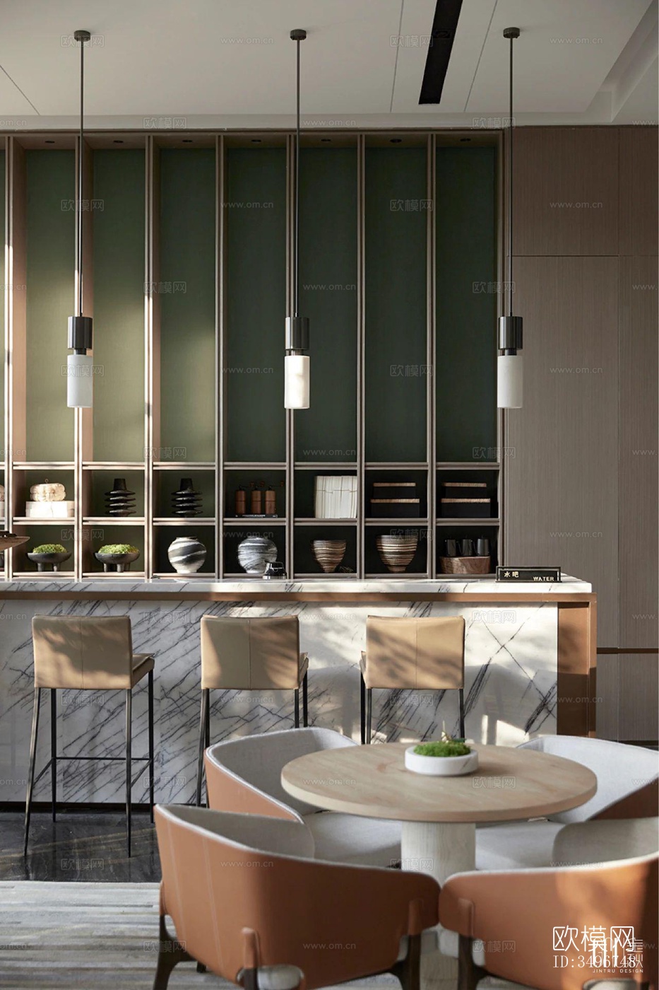 新中式售楼处效果图下载（渲染图3）