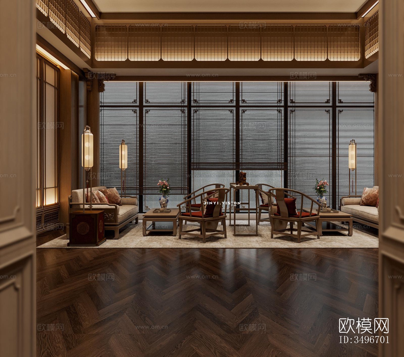 新中式售楼处效果图下载（渲染图4）