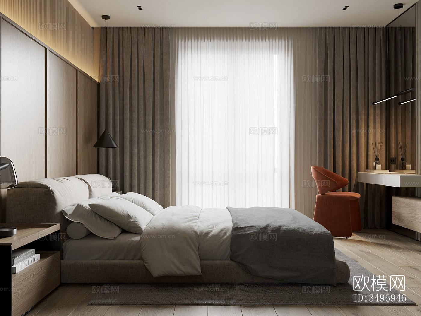 现代大平层效果图下载（渲染图4）