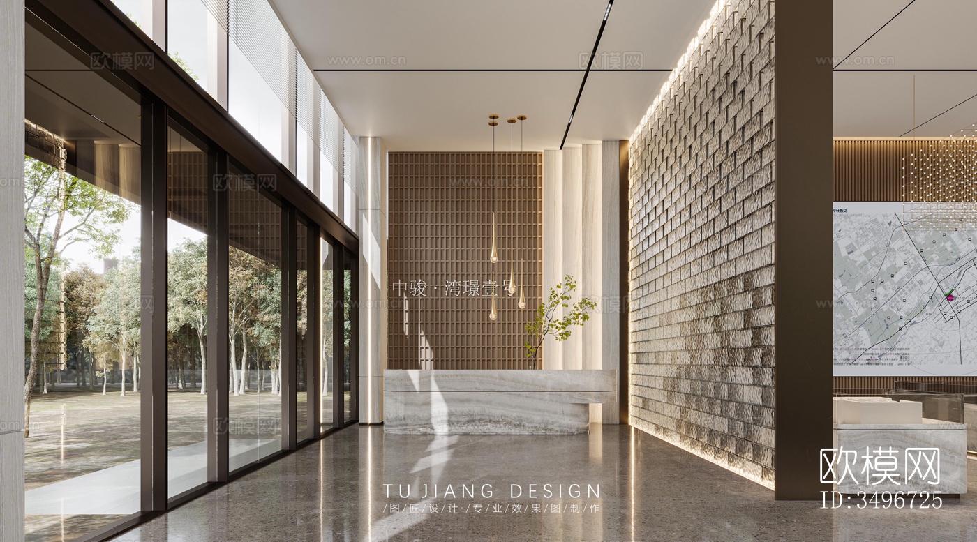 新中式售楼处效果图下载（渲染图7）