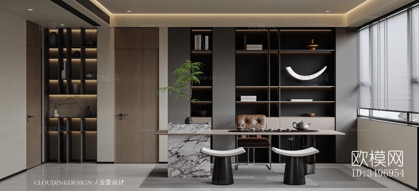 现代大平层效果图下载（渲染图2）