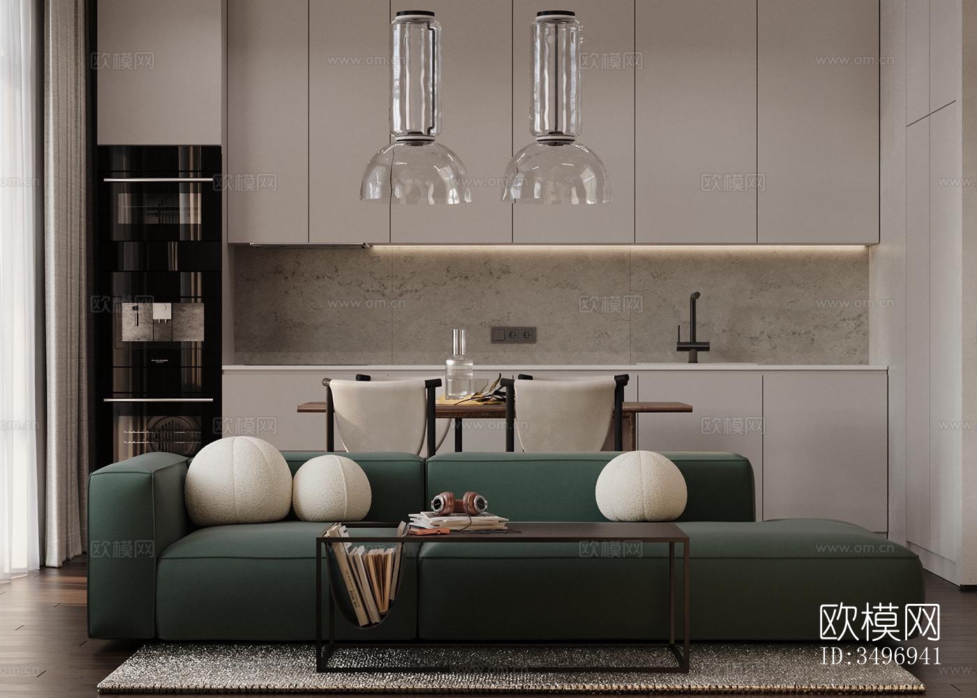 现代大平层效果图下载（渲染图12）