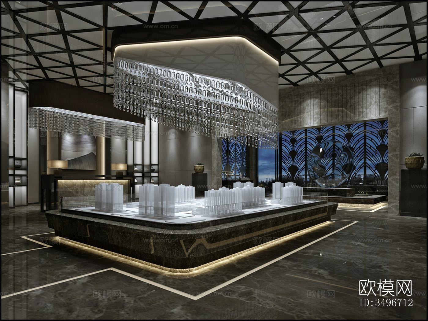 新中式售楼处效果图下载（渲染图3）