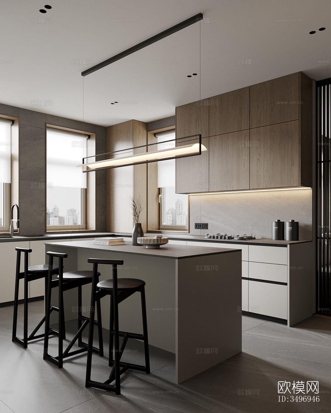 现代大平层效果图下载（渲染图20）